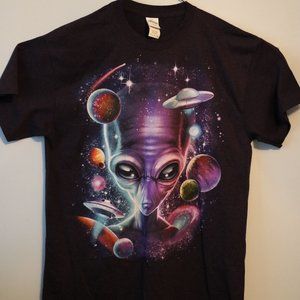 NEW Alien UFO Tshirt Purple M L